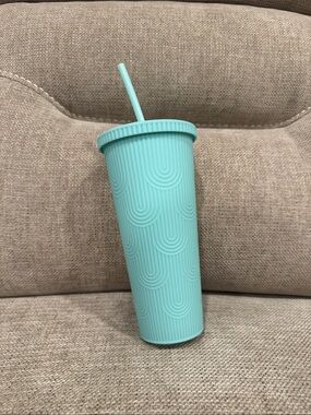 Aqua Textured Reusable Tumbler with Straw
